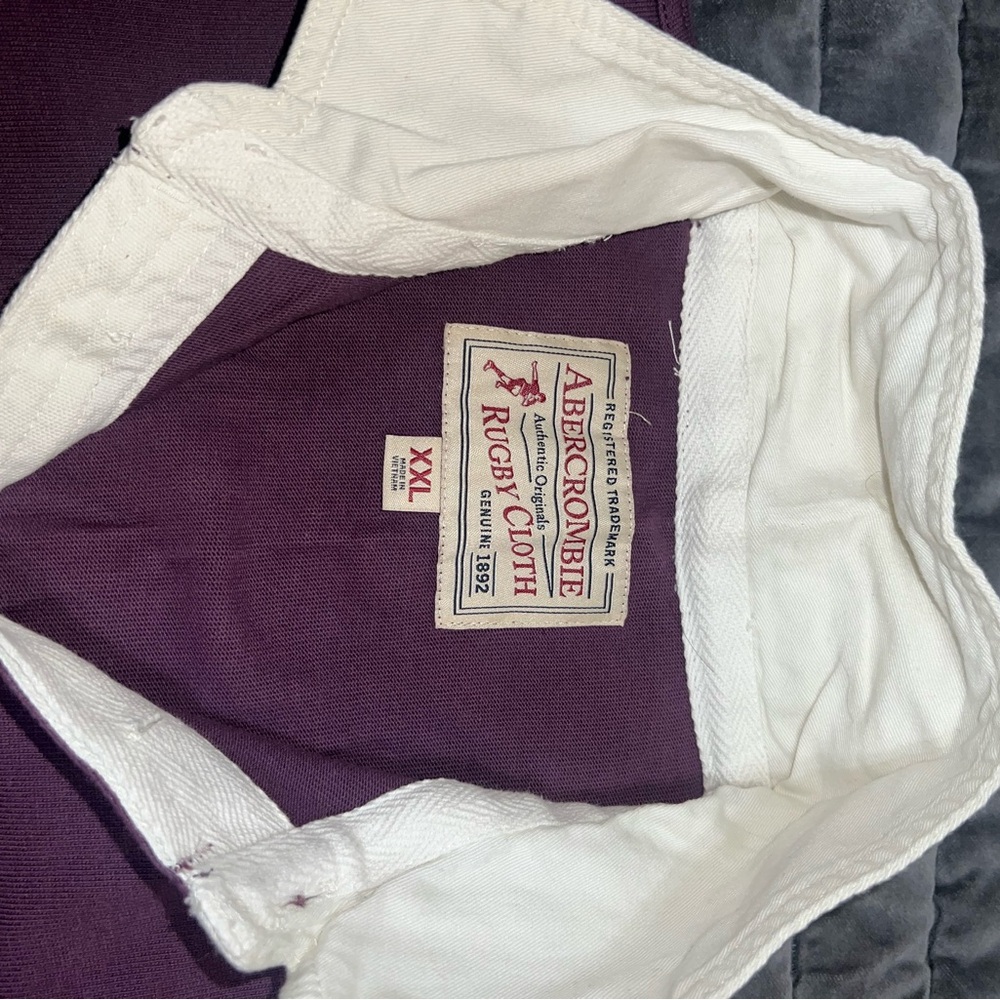 Vintage Abercrombie Purple and Blue Striped Rugby Shirt - Picture 3 of 3
